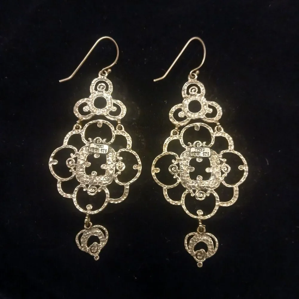Sterling Silver Zoa Numan Chandelier Pierced Earrings 925 Israel 3" Long - Picture 8 of 8